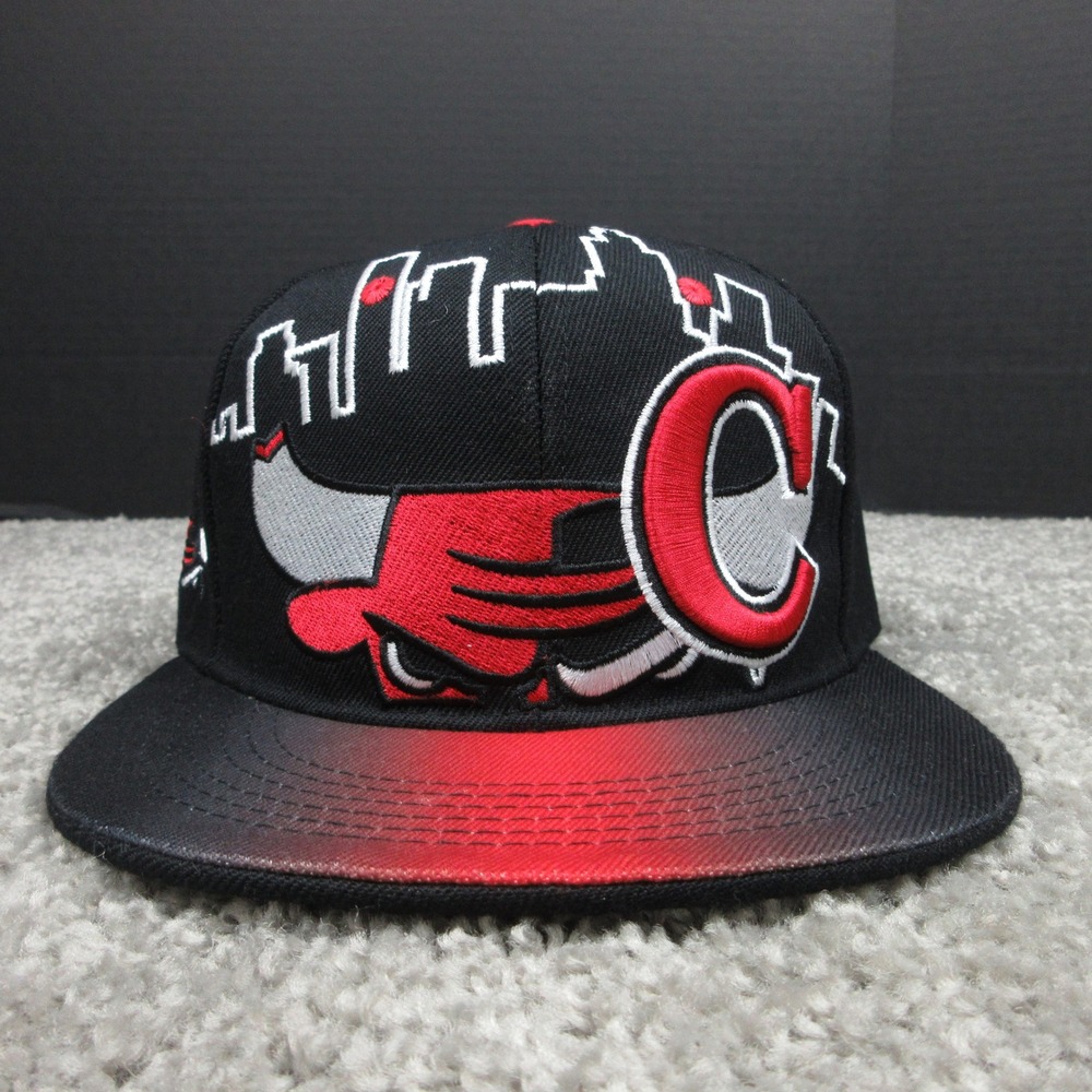 Leader of the Game Chicago Skyline Snapback Hat Black Red Gradient Fade